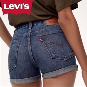 LEVI'S White Oak Cone Denim Women's Blue High Waisted Button Fly Jean Shorts 30